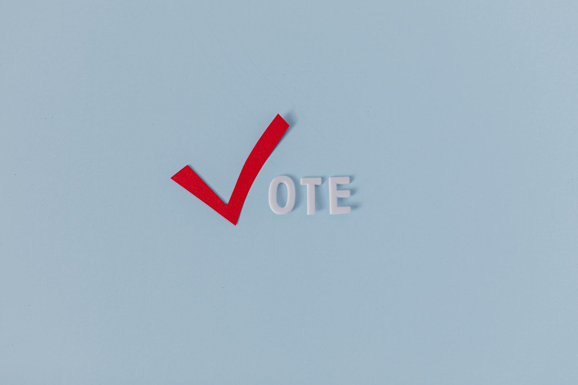 vote text with tick mark